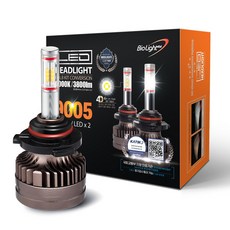 바이오라이트 HB3 LED 전조등 4면 합법 인증 자동차 헤드라이트 1세트, 2개, 9005