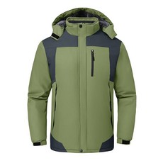 GAXIDES 남성용 스키 재킷 방수 방풍 레인 후드 포함 블랙. 268192 7479137946, 3X-Large, 초록색