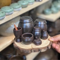 미니어처 옹기 항아리 장독대 도자기 공예품 장식 인테리어 소품 디자인 아이디어 상품, 넓은 항아리