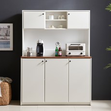 장인가구 퓨어 1200 도어형 상부 주방수납장 세트, 아이보리