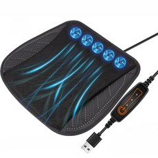 USB風扇坐墊 三檔風速調節 家用車用冷風涼感坐墊, 1個, 黑色USB款, 黑色
