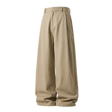 【復古廓形】休閒褲 直筒褲 寬鬆褲 長褲 男褲 純棉質感 立體打褶 基礎百搭 春季通勤日常穿搭