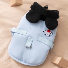 秋冬季小型犬貓咪卡通繡花連帽棉衣寵物保暖衣服, 邦迪藍, 1個