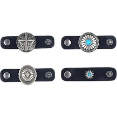QCWN 4Pcs 여성용 웨스턴 반다나 스카프 링 빈티지 소가죽 홀더