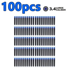 50/100개 만년필 잉크 카트리지 블랙 블루 레드 컬러 세트 2.6/3.4mm 리필 잉크 카트리지 보어 직경, 03 3.4mm 100pcs blue