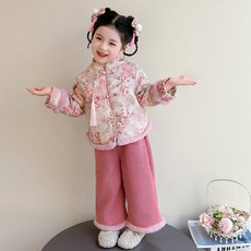 女童新中式秋冬唐裝漢服套裝