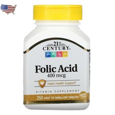 21세기센트리 엽산 400mcg 250정 필수비타민 B9 폴릭애시드 수용성 폴레이트, 1개