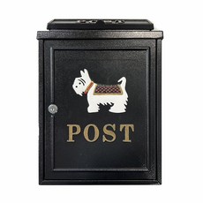 黑色蘇格蘭梗犬裝飾信箱, 小狗-金字
