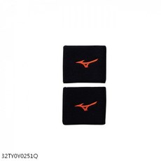 Mizuno 運動護腕 毛巾吸汗 W8*L7cm 2入 黑橘 [32TY0Y0251Q], 1個, PCS