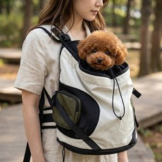 FUBAO 앞보기 메쉬 강아지 백팩 고양이 이동가방 애견가방 반려동물 앞가방 통기성 포대기 캐리어 산책 외출 여행용 소형견 고양이 이동장 1개입, 1개, 베이지색