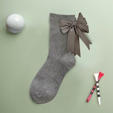 코어 중목 왕리본양말 여성 골프양말 백리본 양말, 1개, 그레이