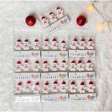 차렌시아 크리스마스 산타 곰돌이초 2color 케이크 양초 모자 장식, 화이트, 3개입, 10개