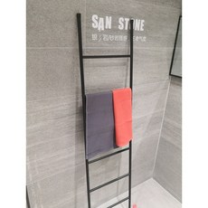 사다리 수건걸이 욕식 스탠드 호텔 인테리어 거치대, 미끄럼방지6단블랙-42x170, 1개