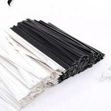 종이빵끈10cm Kimspp 약1000개 봉지포장끈 종이철심끈 무지종이끈 흑백 크라프트 페이퍼타이, 화이트[C1000]