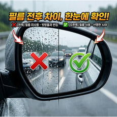 구오빌 선명한 시야 자동차 사이드미러 방수필름 세트 초간편 부착 4매입, 4개, 전차종, 타원형 135x95