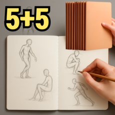 5+5 사각마켓 줄없는 A5 무지 크로키 드로잉 연습 노트, 10권