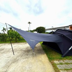 【SPRINGHILL 春山】伏羲充氣球帳 滌綸基本款 附收納袋 打氣筒 可加購配件 廢柴俱樂部 戶外 露營 帳篷 愛露愛玩, 拓展蝶形天幕-黑色, 材質：68滌綸布+黑膠