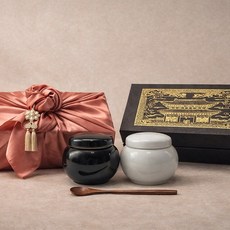 청밀당 꿀 도자기 2개 세트 국내산 자연 벌꿀 100% 금박 박스 보자기 명절 선물 아카시아 야생화, 300g