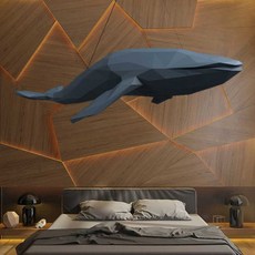 하늘 고래 페이퍼 크래프트 3D DIY 아트 종이, 레이크 블루 색상