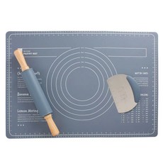 花蓮出貨 英國vinland 食品級矽膠揉麵墊 抗菌大號加厚不粘墊擀麵板 烘焙工具, 1個, 60*40藍色揉麵墊【買1贈3】