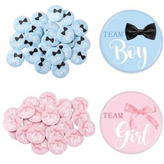 JarThenaAMCS 나비 넥타이 성별 공개 버튼 핀 팀 소녀 또는 소년 버튼 수채화 핑크 블루 버튼 배지 베이비 샤워 파티 선물 게임 용품 4.5cm(1.8인치)