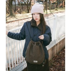 MASMARULEZ Gym sack string bag _ plaid check brown 5011172174 376714