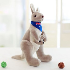 헤일리마켓 호주 캥거루 인형 애착 봉제 인테리어 선물, 1개, 그레이(블루스카프), 32cm