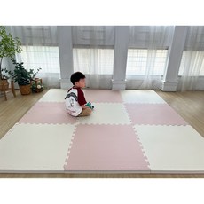 方格子地墊 台灣製 60x60x3cm 9入 柔霧美學系列 北歐莫蘭迪色 EVA巧拼 加厚遊戲墊, 霧粉x奶白9入