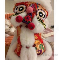 寵物新年虎頭醒獅加厚保暖衣服，適合泰迪、比熊犬等中小型犬，秋季冬季款, 虎頭醒獅,XL背39約5.5-7.0公斤左右, 1個