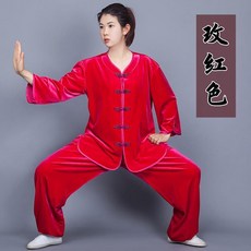 高檔南韓絨花扣太極服女春鞦練功服裝