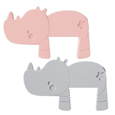 니즈팩 안전한 실리콘 방문 도어스토퍼 문닫힘 방지, 2개, 그레이 + 핑크