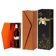 고급 가죽 와인 케이스 폴딩 포장 박스, 브라운, 1개