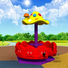 야외 회전목마 바이킹 놀이기구 놀이터 키즈카페 스윙 목마, 7 큰 빨간 버섯 회전 의자