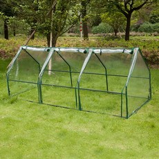 길냥이 쉘터 길고양이 급식소 온실 비닐 원예 천막 보온, 1개, 삼중 칸 뾰족 지붕 투명 240 90x90cm