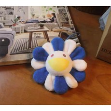 村上隆 太陽花七彩小花別針胸針掛飾，日系正版授權，可愛時尚配件, 深藍, 1個