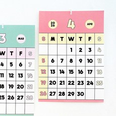 모모팝 2026년 달력 컬러블록 월 캘린더 2026 26년 인테리어 벽걸이달력 A3, 단품, 단품