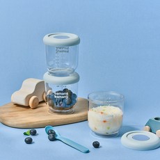바망바망 이유식 용기, 3개, 블루, 240ml