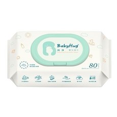 BabyHug 純淨純水濕紙巾80抽 (有蓋) 嬰兒濕紙巾 寶寶柔濕巾【熊好康】, 24個, 80張, 480g