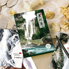 風景插畫明信片 復古油畫風 牆面裝飾卡片 DIY手寫節日賀卡, 1個, 風景名勝系列插畫【影刊集】,復古圓點貼16枚【隨機】