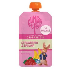 Peter Rabbit Organics 과일 및 채소 버라이어티 팩 - 짜낼 수 있는 스낵 파우치 118.3ml(4온스) (36개 팩), 36 CT - 딸기 & 바나나