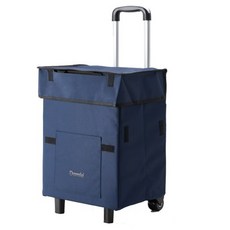 다믈레 접이식 장바구니 휴대용 캐리어 쇼핑 카트, 네이비, 1개