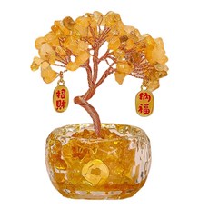 紫水晶招財樹風水擺件，開運招財納福居家辦公室裝飾品, 黃水晶