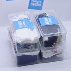 투데이즈스윔 차곡차곡 데일리 반투명 수영복 정리함 케이스 2+2개 수영용품 소품 정리 수경 수모 방수 보관함