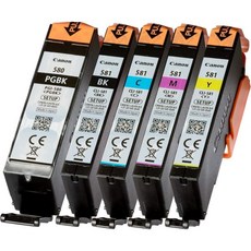 Canon 캐논 PGI 580 CLI 581 세트 정품 잉크 카트리지 블리스터 포장 없음 픽스마 TR 7500 8500 TS 6250 9550 9100용 사진용 검정 시안 마젠