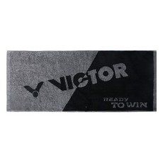 VICTOR 純棉拚色運動毛巾 READY TO WIN, 1個, C-4190C 純棉運動毛巾-黑灰