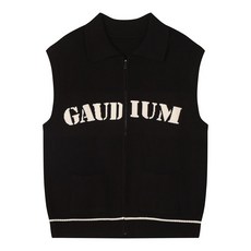 신원아울렛 레터링 카라 집업 니트 조끼 BJVCX2968 B