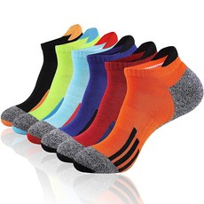 남성용 발목 운동용 로우 컷 양말 남성용 스포츠 러닝 쿠션 6팩 컬러풀(6쌍)