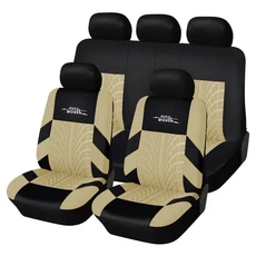 AUTOYOUTH 카시트 커버 세트 Universal Fit Renault Logan 1 2004-2009 용 타이어 디테일이있는 대부분의, 08 Beige-9PCS