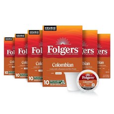 Folgers 클래식 로스트 커피 미디엄 로스트 큐리그 커피 메이커용 K 컵 포드 32개, 맛 없음, 10 Count (Pack of 6)