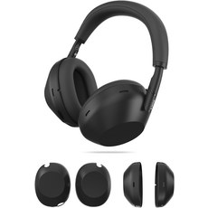 소니 WH-1000XM6 2025 헤드폰용 TUDIA 스냅온 PC 케이스 - 슬림 충격 방지 경량 하드 쉘 이어 컵 프로텍터 왼쪽 및 오른쪽 커버만 해당 베이지, Black
